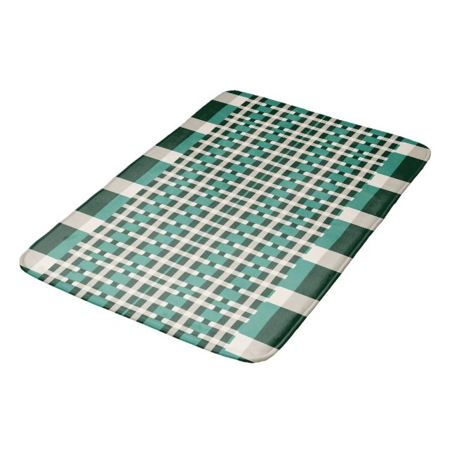 Tapis De Bain Vérifié Vert et Gris (Angle)