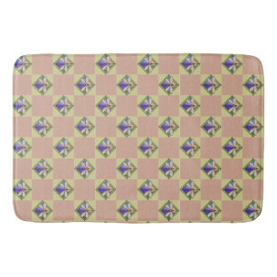 Tapis De Bain Verre tendu Dragonfly Art Nouveau sur rose jaune