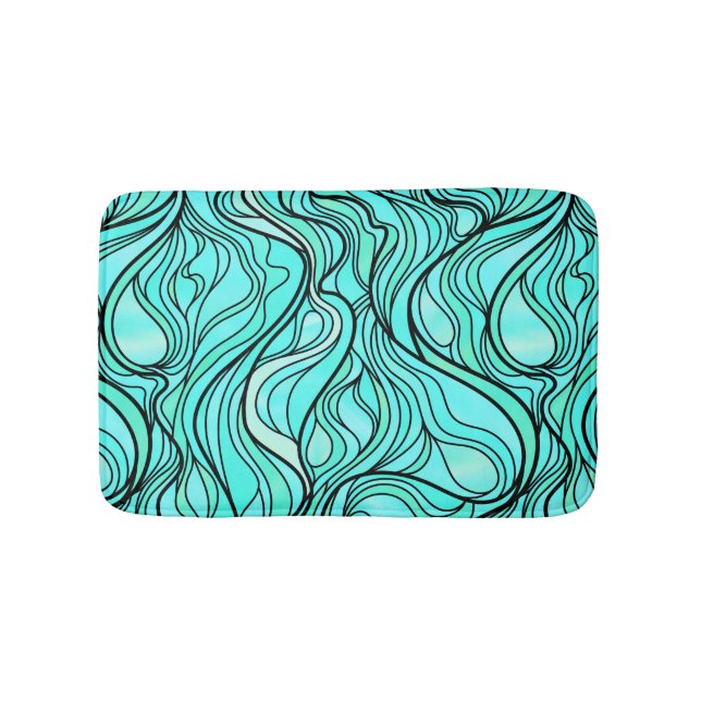 Tapis De Bain Verre turquoise Abstrait (Devant)
