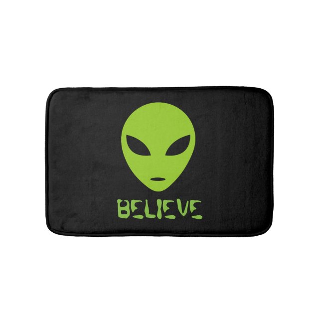 Tapis de bain vert au néon drôle de noir d'alien (Devant)