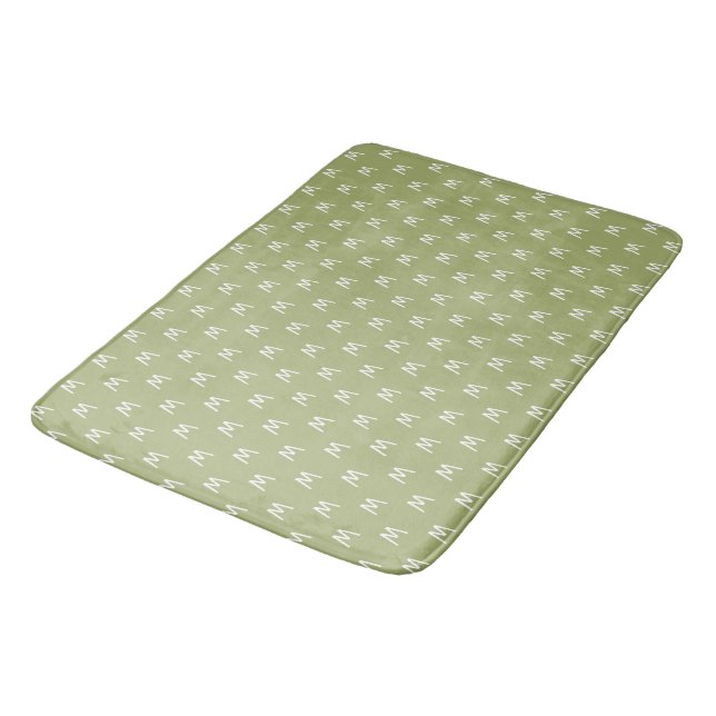 Tapis De Bain Vert élégant monogrammé blanc (Angle)