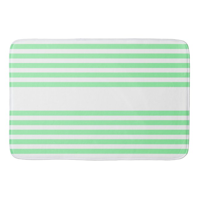 Tapis De Bain Vert et blanc cinq bandes motif (Devant)