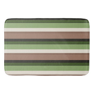Tapis de bain vert et Brown de rayure