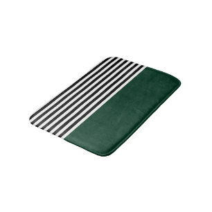 Tapis De Bain Vert foncé avec bandes noires et blanches