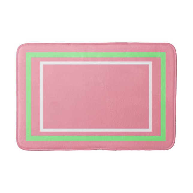Tapis De Bain Vert menthe rose géométrique (Devant)