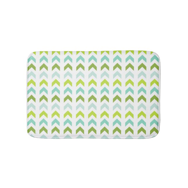 Tapis De Bain Vert moderne, menthe, Aqua, géométrique blanc (Devant)