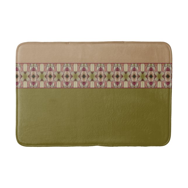 Tapis De Bain Vert Olive Avec Motif Décoratif (Devant)