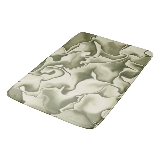 Tapis De Bain Vert olive fumé et motif marron (Angle)