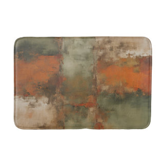 Tapis De Bain Vert olive Sage Orange brûlé Abstrait en détresse