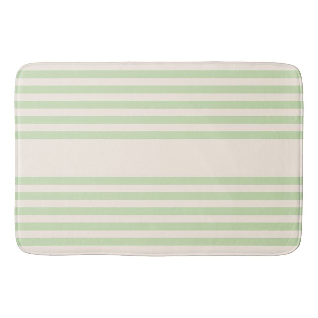 Tapis De Bain Vert pâle et beige cinq rayures motif (Devant)