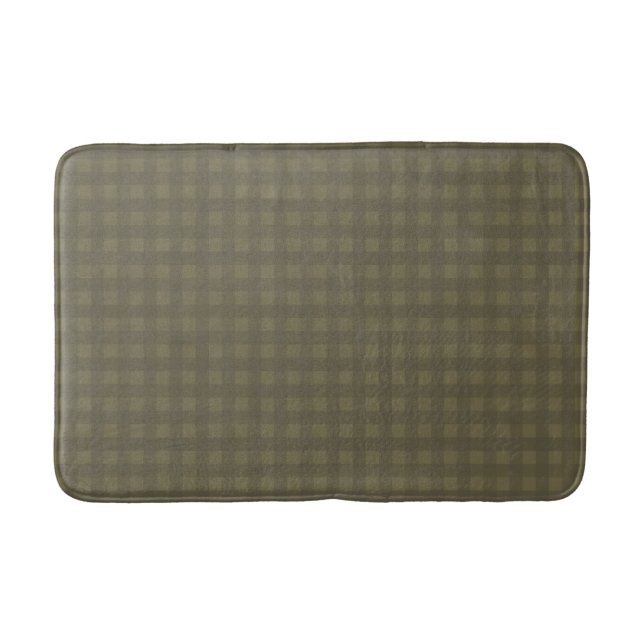 Tapis De Bain Vert Sage Foncé En vichy Plaid Motif (Devant)