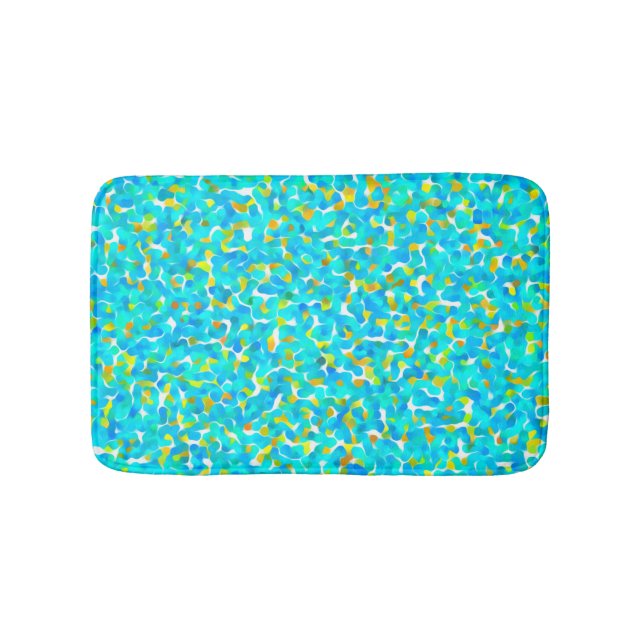 Tapis De Bain Vert sarcelle bleu jaune motif abstrait (Devant)