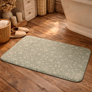 Tapis De Bain Vert sauge floral, Maison de campagne, Cottage cor