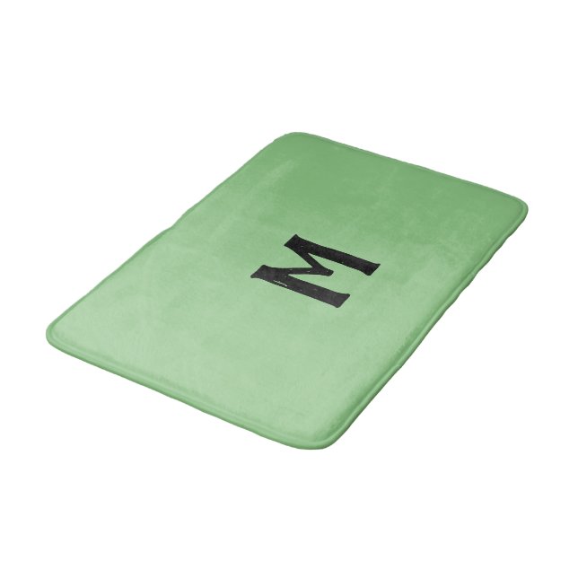 Tapis De Bain Vert sauge Monogramme (Angle)