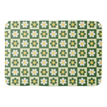 Vert sauge rétro et damier de marguerites crème