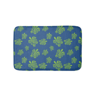 Tapis De Bain Vert tortue sur bleu