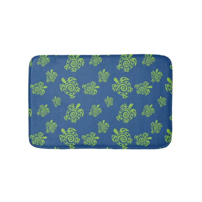 Tapis De Bain Vert tortue sur bleu (Devant)