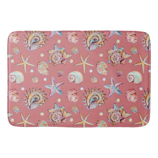 Tapis De Bain Vibes de plage Motif Seashell & Starfish (Devant)