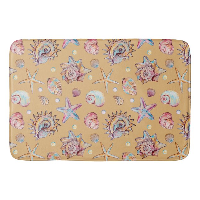 Tapis De Bain Vibes de plage Motif Seashell & Starfish (Devant)