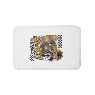 Tapis De Bain Vibes de plage vache highland été art vectoriel_1