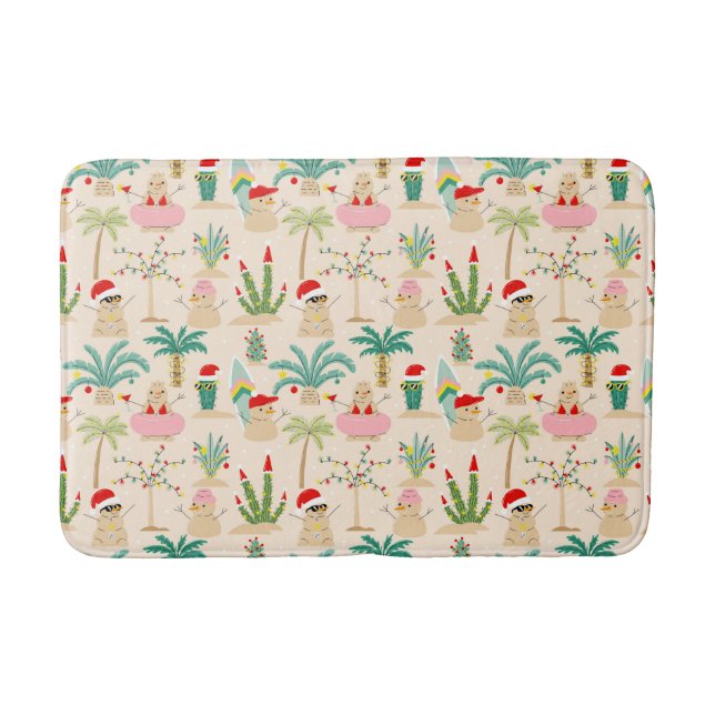 Tapis De Bain Vibes de vacances tropicales Motif de Noël (Devant)