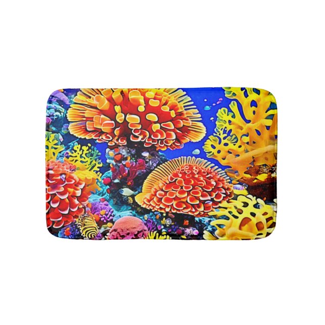 Tapis De Bain Vibrant Coral Reef Sea Wonder Art (Devant)