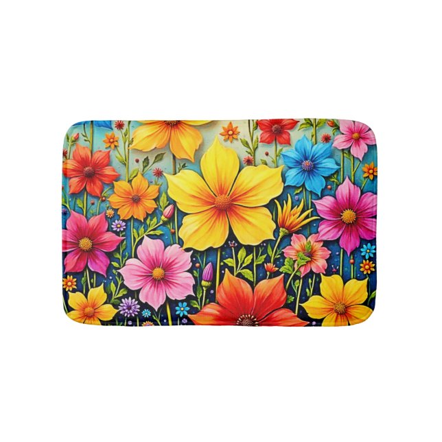 Tapis De Bain Vibrant Flowers: Garden of Joy Art (Devant)