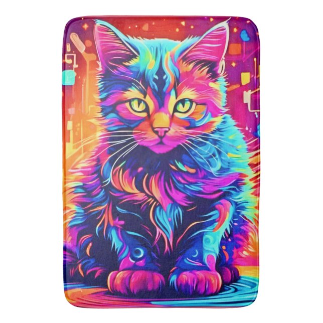 Tapis De Bain Vibrant Kitty : Belle oeuvre d'art néon (devant Vertical)