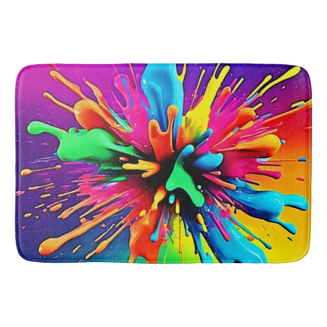 Tapis De Bain Vibrant Paint Burst Design (Devant)