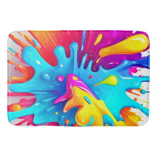 Tapis De Bain Vibrant Peinture néon art éclatant