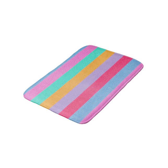 Tapis De Bain Vibrantes rayures rétro colorées (Angle)
