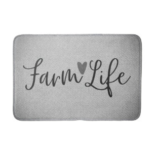 Tapis De Bain Vie de Ferme Rustique Texture de Burlap Gris Fanta