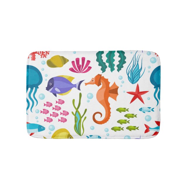 Tapis De Bain Vie marine motif avec animaux de mer (Devant)