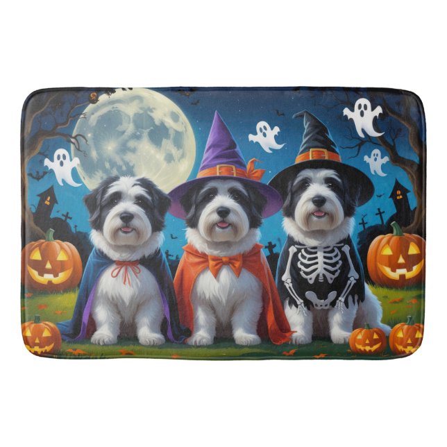 Tapis De Bain Vieux bergers anglais Citrouille Halloween Funny (Devant)