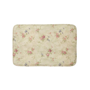 Tapis De Bain Vieux motif affligé de tissu de roses vintages
