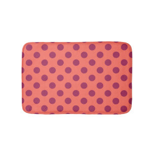 Tapis De Bain Vin rouge et corail vivant pois