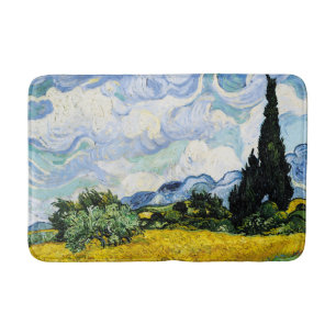 Tapis De Bain Vincent Van Gogh Champ de blé avec cyprès (1889)