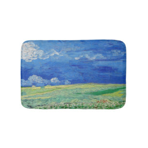 Tapis De Bain Vincent van Gogh - Champs de blé sous des nuages o
