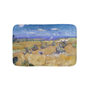 Tapis De Bain Vincent van Gogh - Meules de blé avec des moissonn