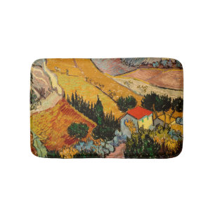 Tapis De Bain Vincent van Gogh - Paysage, Maison et Laboureur