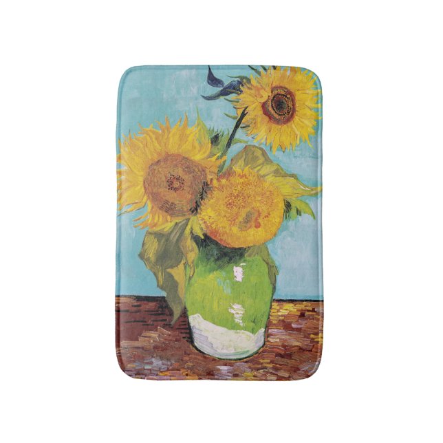 Tapis De Bain Vincent Van Gogh - Trois tournesols dans un vase (Devant (Vertical))