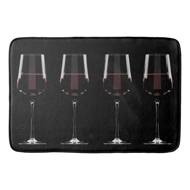 Tapis De Bain Vins avec vin rouge sur noir (Devant)
