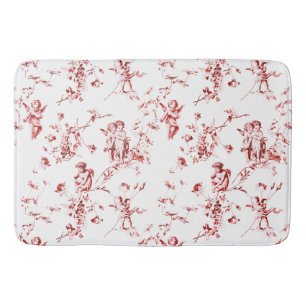Tapis De Bain Vintage ailes Cherub Angels Fleurs Toile Rouge