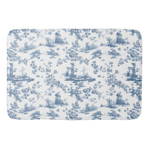 Tapis De Bain Vintage Anglais Floral Toile de Jouy-Blue