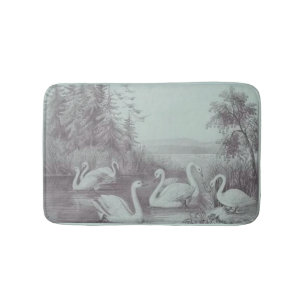 Tapis de bain Vintage Blue Swan Lake