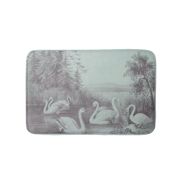 Tapis de bain Vintage Blue Swan Lake (Devant)