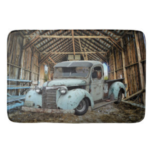 Tapis De Bain Vintage Blue Truck Rustic Grange