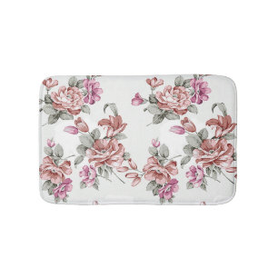 Tapis De Bain Vintage Chic  Fleurs Féminines Érodées