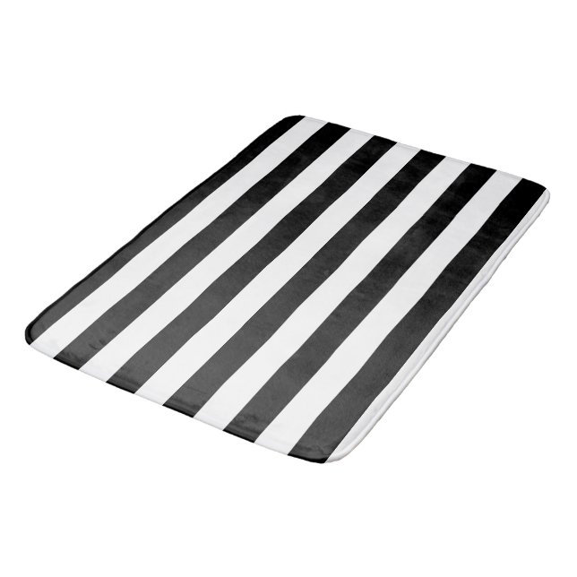 Tapis De Bain Vintage Classic rayures noir & blanc (Angle)
