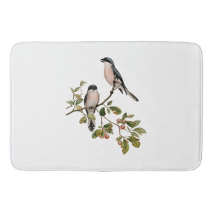 Tapis De Bain Vintage de beaux oiseaux sur une branche